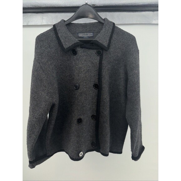 HERMAN GEIST Jacket Gray Wool PL Boiled Wool Double Breasted Sweater Women’s - Picture 6 of 7